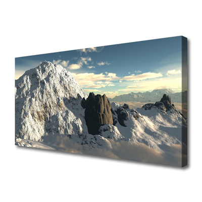 Canvas Wall art Mountains landscape grey white