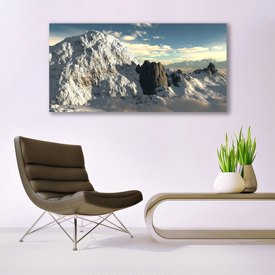 Canvas Wall art Mountains landscape grey white