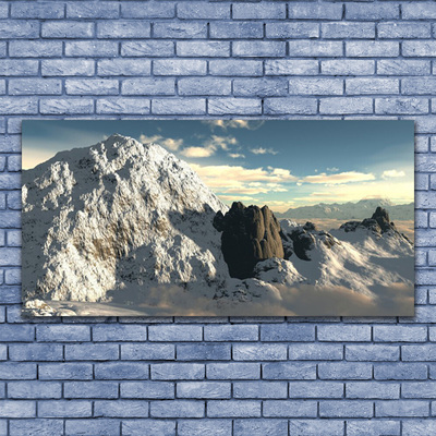 Canvas Wall art Mountains landscape grey white