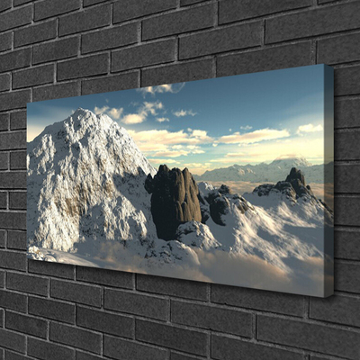 Canvas Wall art Mountains landscape grey white