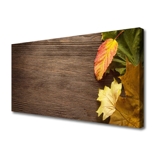 Canvas Wall art Leaves floral green orange