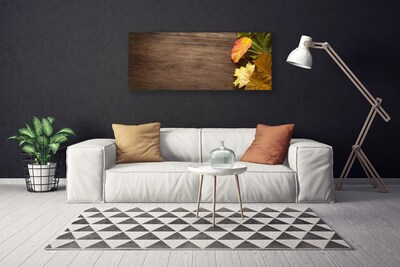 Canvas Wall art Leaves floral green orange