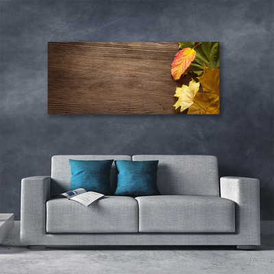 Canvas Wall art Leaves floral green orange