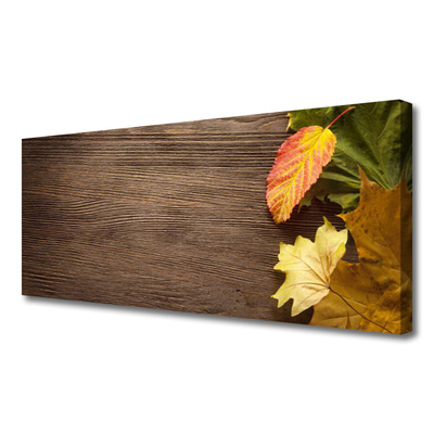 Canvas Wall art Leaves floral green orange