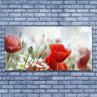 Canvas Wall art Flowers floral red yellow white