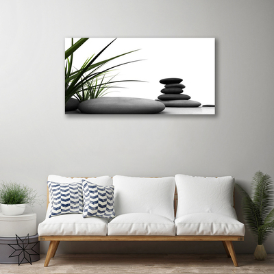 Canvas Wall art Grass stones art green grey