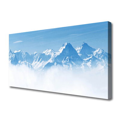 Canvas Wall art Mountain fog landscape blue white