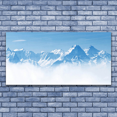 Canvas Wall art Mountain fog landscape blue white