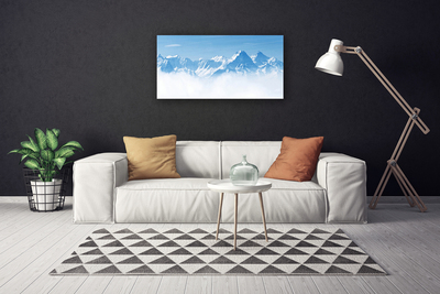 Canvas Wall art Mountain fog landscape blue white