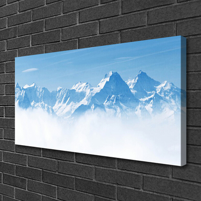 Canvas Wall art Mountain fog landscape blue white