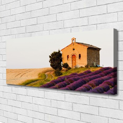 Canvas Wall art Field landscape brown green pink