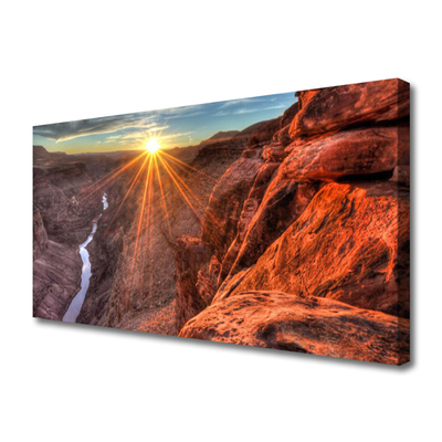 Canvas Wall art Sun desert landscape yellow brown