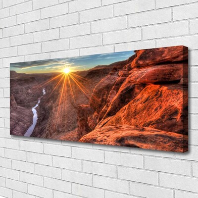 Canvas Wall art Sun desert landscape yellow brown