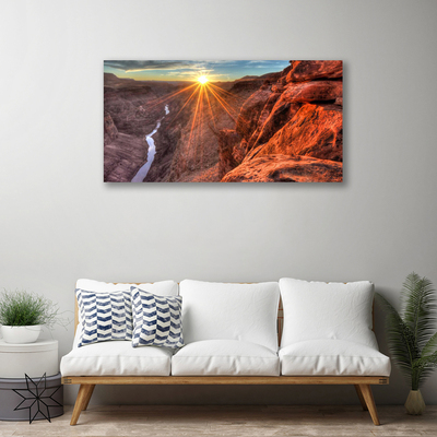 Canvas Wall art Sun desert landscape yellow brown