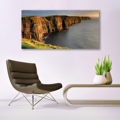 Canvas Wall art Rock sea landscape brown grey