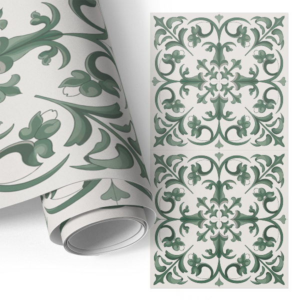 Self-adhesive furniture wrap Green ornaments