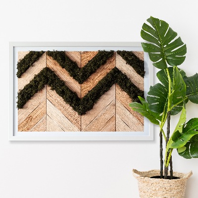 Preserved moss wall art Spruce wood planks