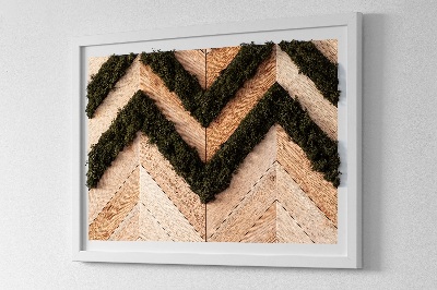 Preserved moss wall art Spruce wood planks