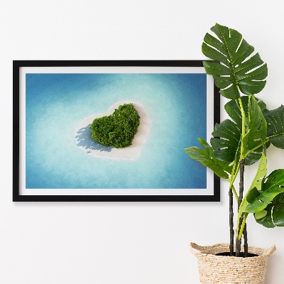 Moss wall art Heart-shaped island