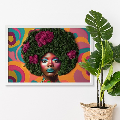 Moss wall art Woman with an afro