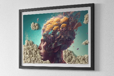 Moss framed wall art Man with his head in the clouds