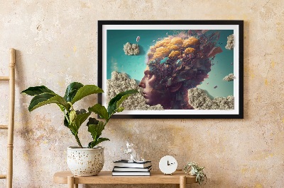 Moss framed wall art Man with his head in the clouds