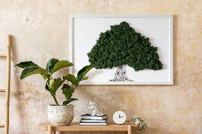 Wall moss art Tree with roots on a white background