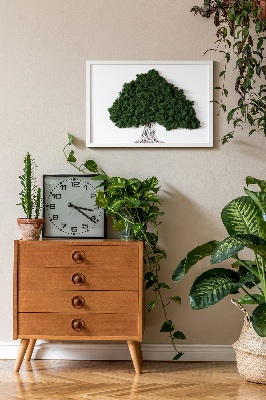 Wall moss art Tree with roots on a white background