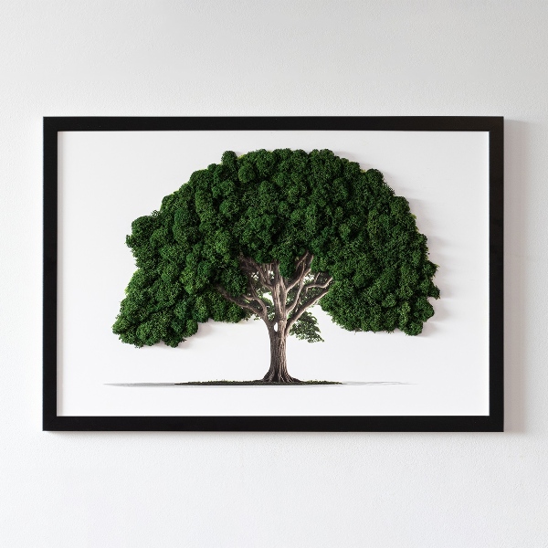 Green moss wall art Tree on a white background