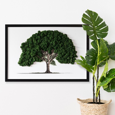 Green moss wall art Tree on a white background