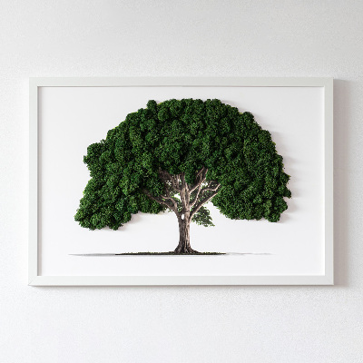 Green moss wall art Tree on a white background