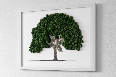 Green moss wall art Tree on a white background