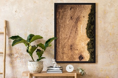 Preserved moss wall art Oak natural wood plank
