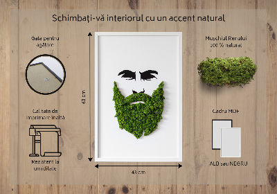 Preserved moss wall art Hipster with a beard