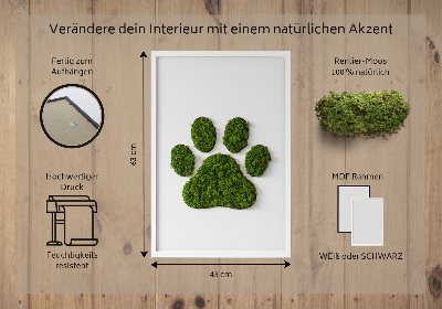 Moss wall art Paw print