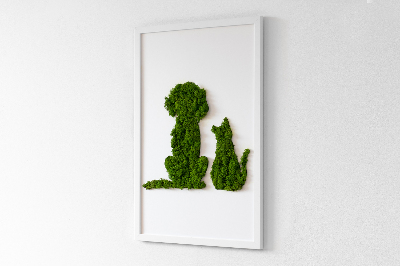 Wall moss art Dog with a cat