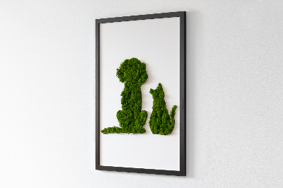 Wall moss art Dog with a cat