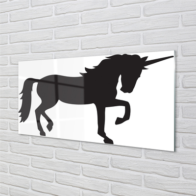 Glass print Black unicorn