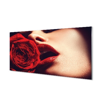 Glass print Mouth woman rose