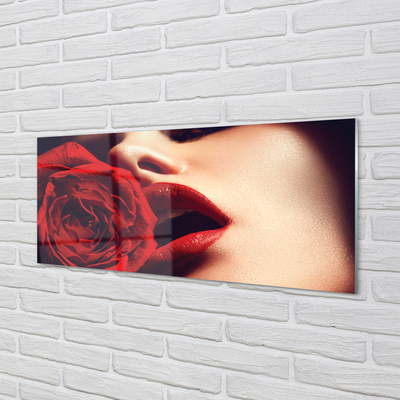 Glass print Mouth woman rose