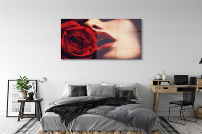 Glass print Mouth woman rose