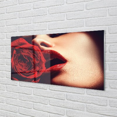 Glass print Mouth woman rose