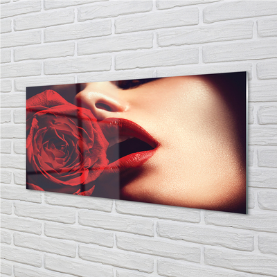 Glass print Mouth woman rose