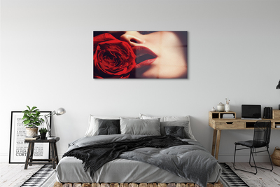 Glass print Mouth woman rose