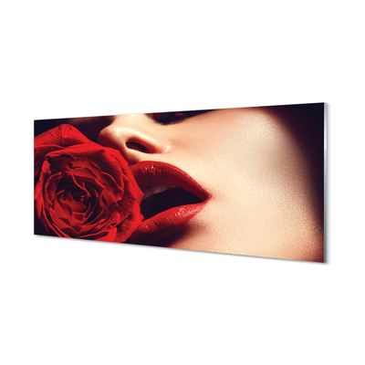 Glass print Mouth woman rose