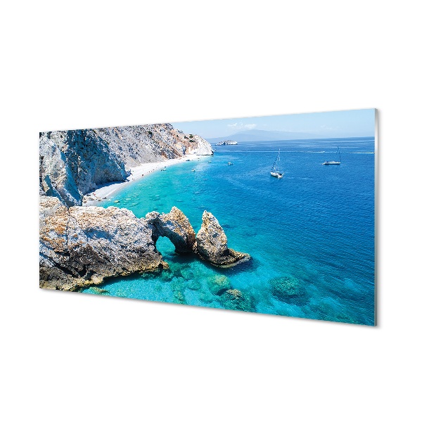 Glass print Coast of greece sea beach