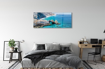 Glass print Coast of greece sea beach