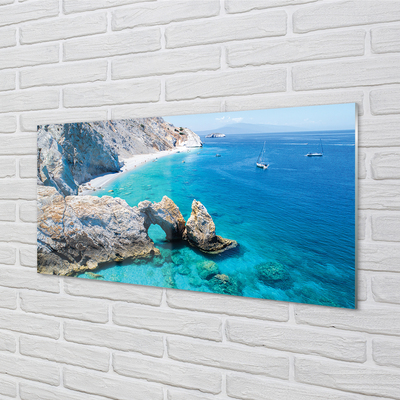 Glass print Coast of greece sea beach