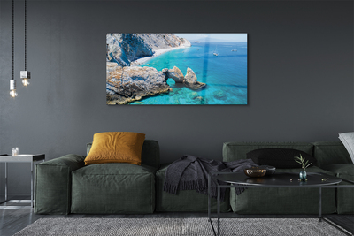 Glass print Coast of greece sea beach