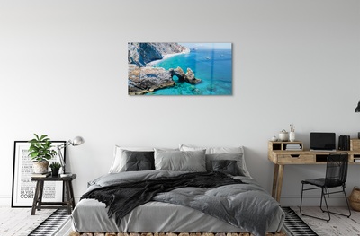 Glass print Coast of greece sea beach